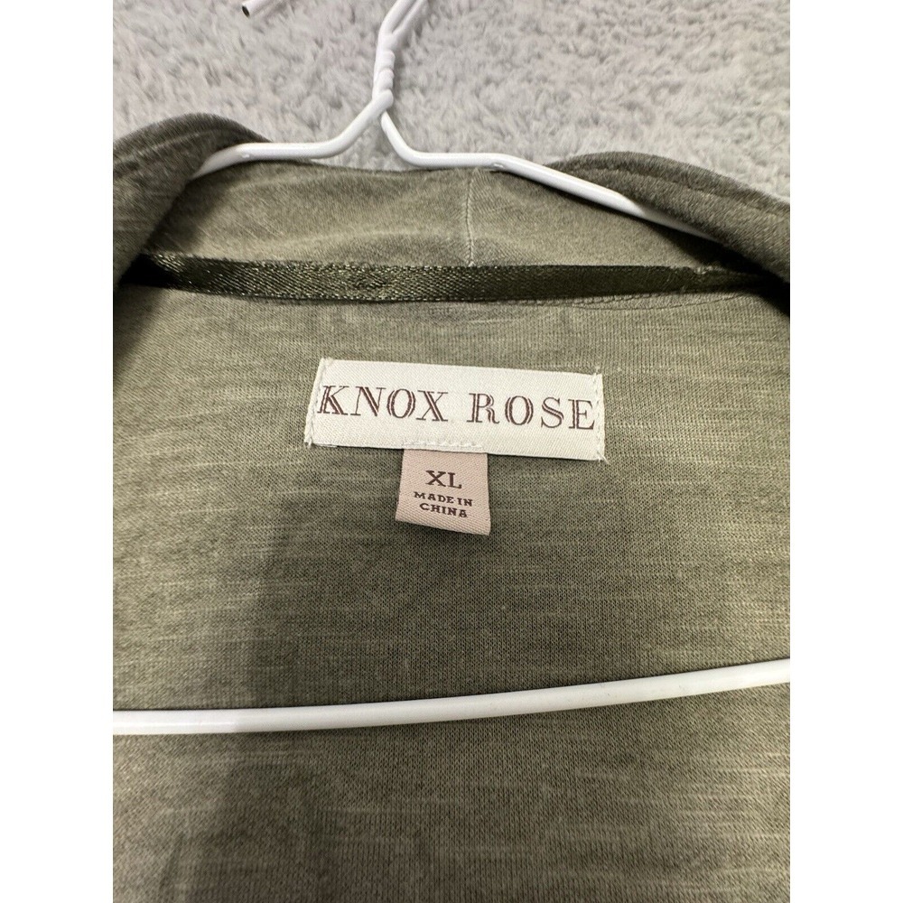 Knox Rose Women's Jacket Drape Front Long Sleeve Olive Green Size XL - Picture 2 of 10